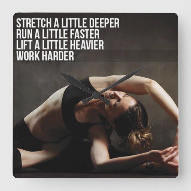 Women's Workout Motivational Square Wall Clock (Front)