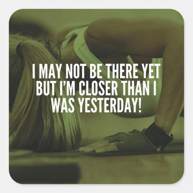 Women's Workout Motivational Words Square Sticker (Front)