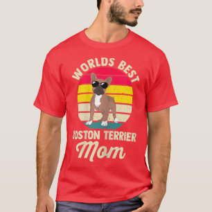 Womens World's Best Boston Terrier Mum Border Coll T-Shirt