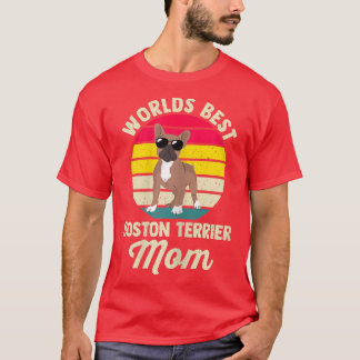 Womens World's Best Boston Terrier Mum Border Coll T-Shirt