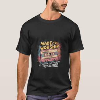 Womens Worship Christian Music Retro Cassette Psal T-Shirt