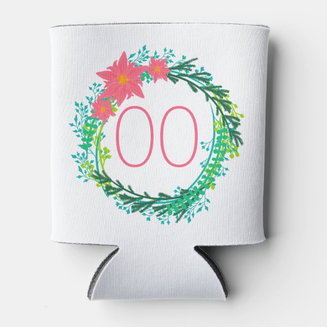 Women's Wreath 18th 21st 30th 40th 50th Birthday Can Cooler (Front)