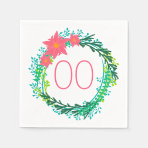 Women's Wreath 91st 92nd 95th 98th 99th Birthday Napkin