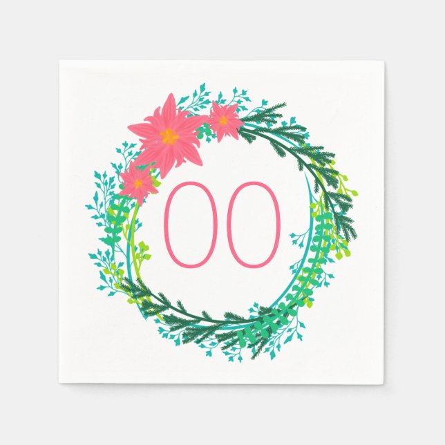 Women's Wreath 91st 92nd 95th 98th 99th Birthday Napkin (Front)