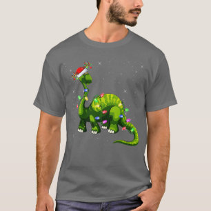 Womens Xmas Holiday Lighting Santa Brontosaurus Di T-Shirt