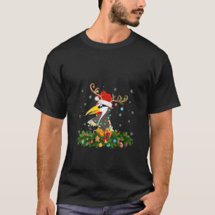Womens Xmas Holiday Reindeer Hat Santa Woodpecker  T-Shirt