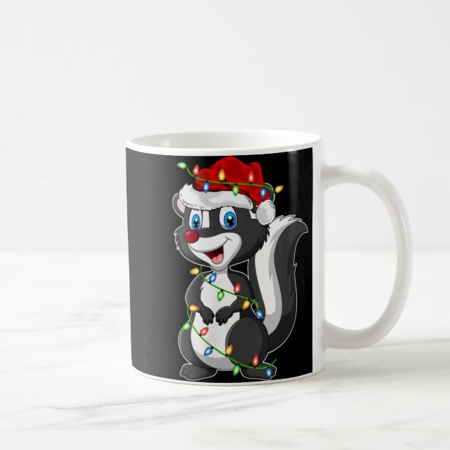 Womens Xmas Lights Santa Hat Skunk Christmas V Nec Coffee Mug (Right)