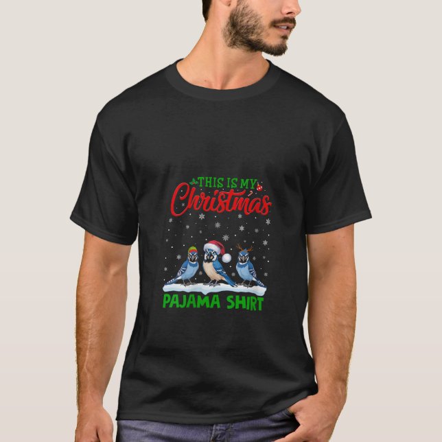 Womens Xmas Santa Hat Reindeer Blue Jay Bird Chris T-Shirt (Front)