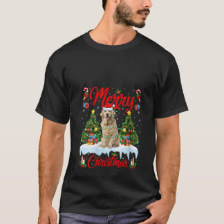 Womens Xmas Tree Lighting Golden Retriever Dog Mer T-Shirt