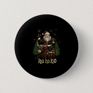 Womens Xmas Tree Lighting Santa Riding Highland Co 6 Cm Round Badge