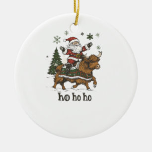 Womens Xmas Tree Lighting Santa Riding Highland Co Ceramic Tree Decoration