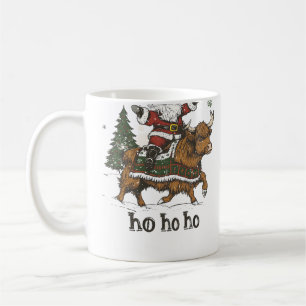 Womens Xmas Tree Lighting Santa Riding Highland Co Coffee Mug
