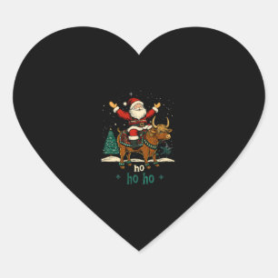 Womens Xmas Tree Lighting Santa Riding Highland Co Heart Sticker