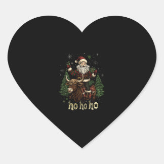 Womens Xmas Tree Lighting Santa Riding Highland Co Heart Sticker