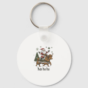 Womens Xmas Tree Lighting Santa Riding Highland Co Key Ring
