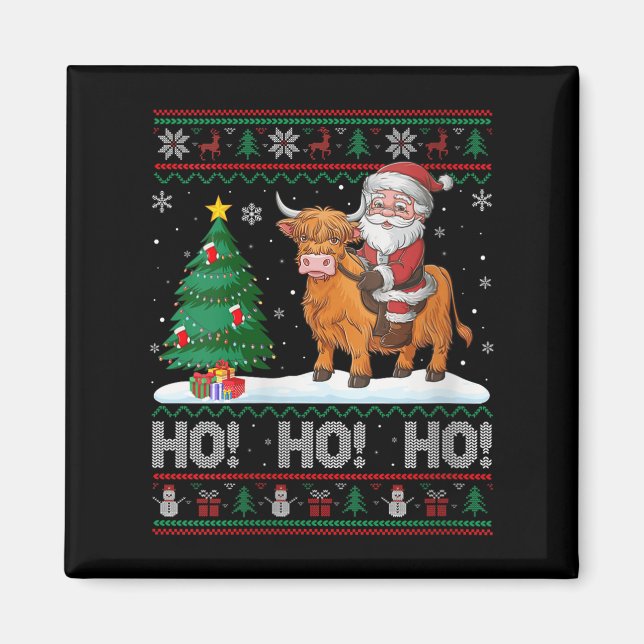 Womens Xmas Tree Lighting Santa Riding Highland Co Magnet (Front)