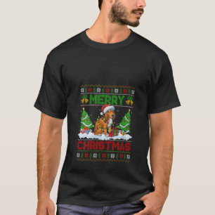 Womens Xmas Tree Lights Ugly Santa Scottish Deerho T-Shirt