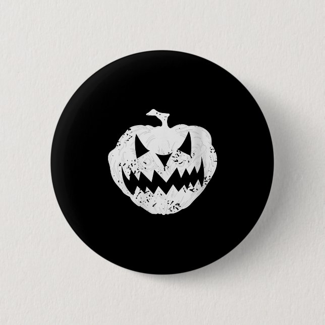 Womens Y Pumpkin Face Distressed Dark Light Hallow 6 Cm Round Badge (Front)