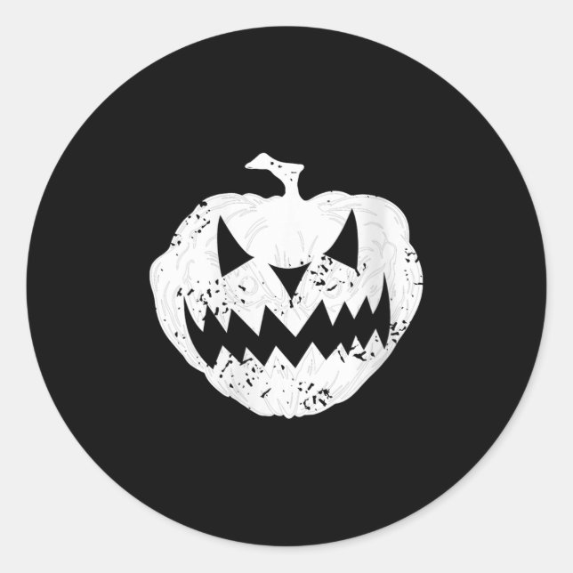 Womens Y Pumpkin Face Distressed Dark Light Hallow Classic Round Sticker (Front)