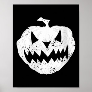 Womens Y Pumpkin Face Distressed Dark Light Hallow Poster