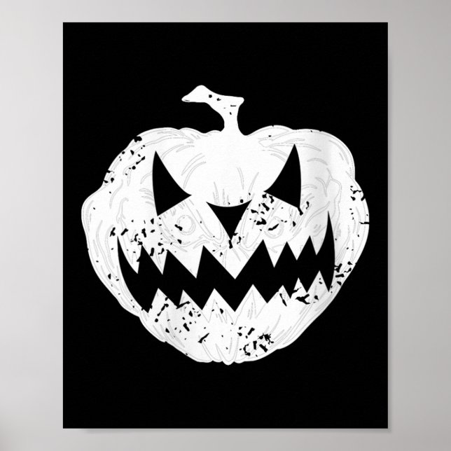 Womens Y Pumpkin Face Distressed Dark Light Hallow Poster (Front)