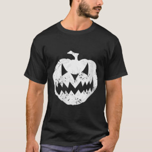 Womens Y Pumpkin Face Distressed Dark Light Hallow T-Shirt