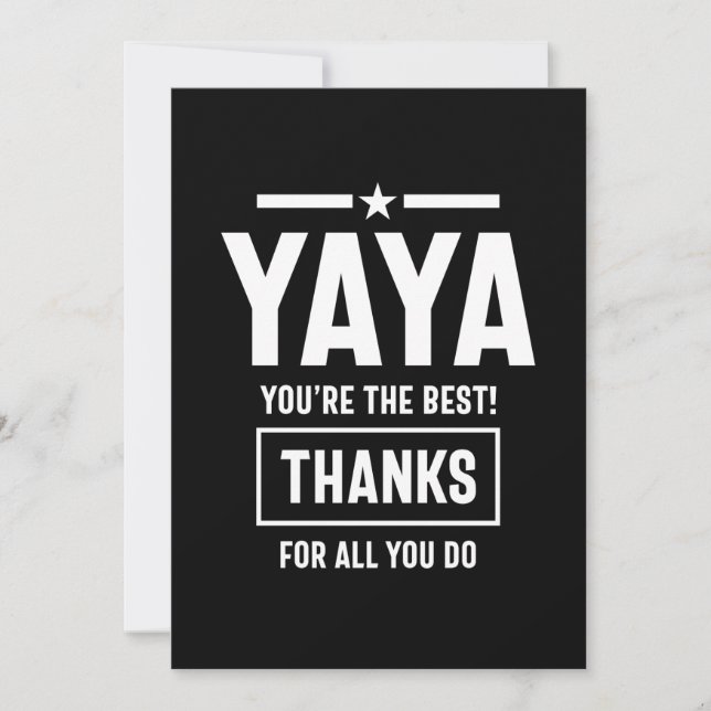 Womens Yaya You're The Best Yia-Yia Gift Thank You Card (Front)