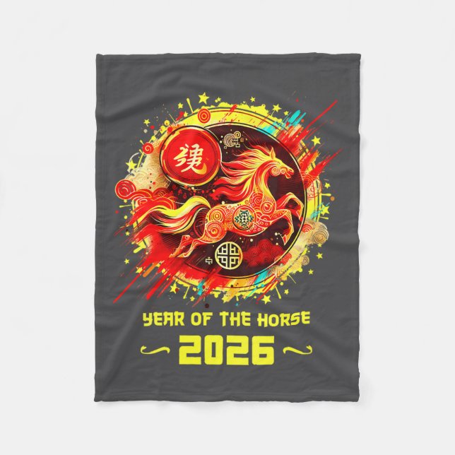 Womens Year Of The Horse 2026 Lunar New Year Chine Fleece Blanket (Front)