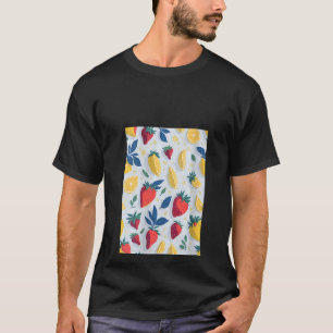 Womens Yellow Lemon Strawberry Pattern Fruit Summe T-Shirt