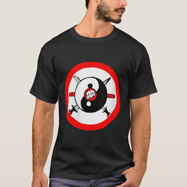 Womens Yin Yang Tai Chi Martial Arts Sword And Fis T-Shirt (Front)