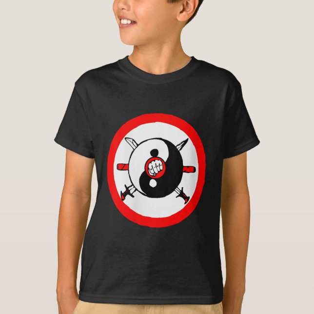Womens Yin Yang Tai Chi Martial Arts Sword And Fis T-Shirt (Front)