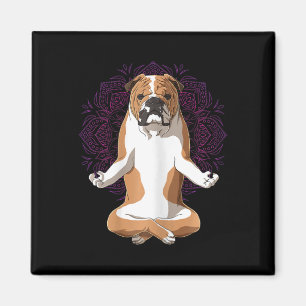 Womens Yoga Dog English Bulldog Magnet