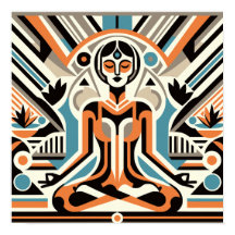 Women's Yoga Meditation Art Deco Workout