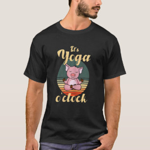 Womens Yoga O'clock Pig With Lotus Flower T-Shirt