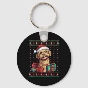 Womens Yorkipoo Santa Hat Dog Lover Xmas Yorkipoo  Key Ring