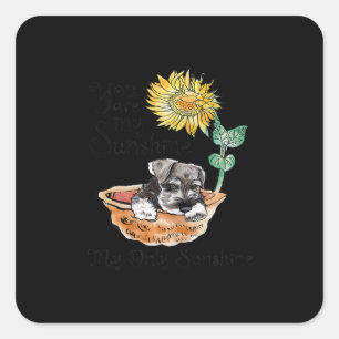 Womens You Are My sunshine Schnauzer Sunflower Square Sticker
