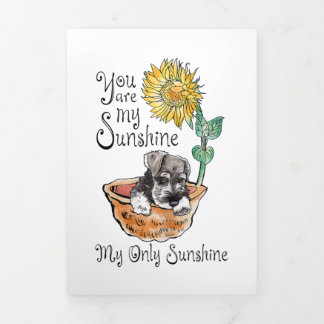 Womens You Are My Sunshine Schnauzer, Sunflower Tri-Fold Announcement
