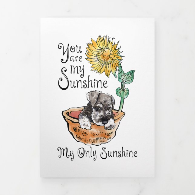 Womens You Are My Sunshine Schnauzer, Sunflower Tri-Fold Announcement (Cover)