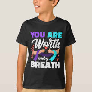Womens You Are Worth Every Breath Depression Aware T-Shirt