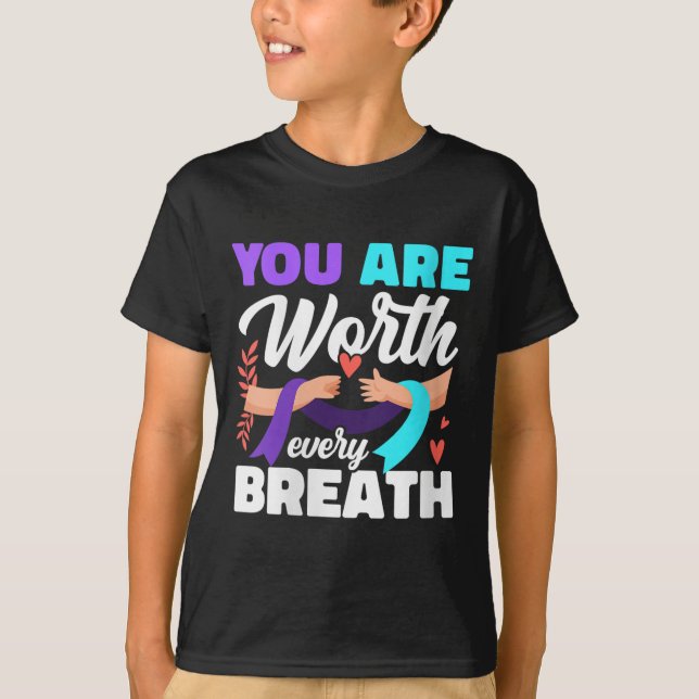 Womens You Are Worth Every Breath Depression Aware T-Shirt (Front)