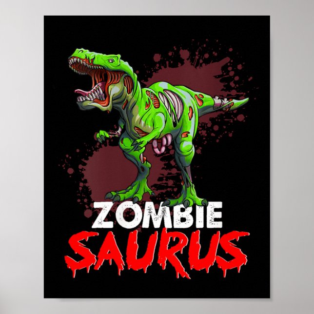 Womens Zombie Saurus Skeleton Dinosaur T Rex Poster (Front)