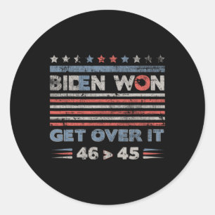 Won Get Over It Pro Joe Biden Anti Trump Funny Classic Round Sticker