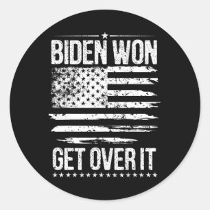 Won Get Over It Usa Flag Funny Biden Harris  Classic Round Sticker