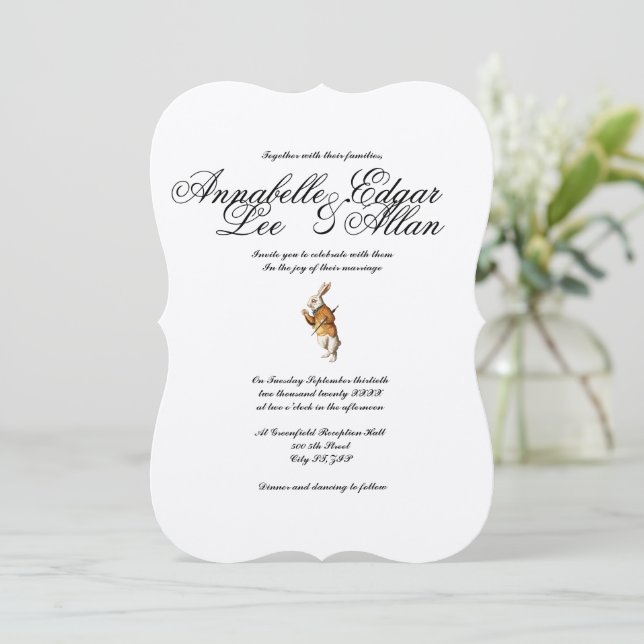 Wonder- Elegant Alice in Wonderland Invitation (Standing Front)