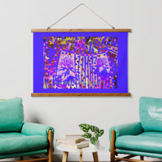 Wonder Flower Scroll Art Wood Topped Wall Tapestry