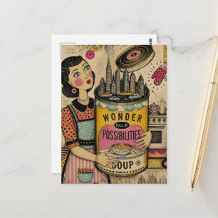 Wonder Full of Possibilities Soup Woman Postcard