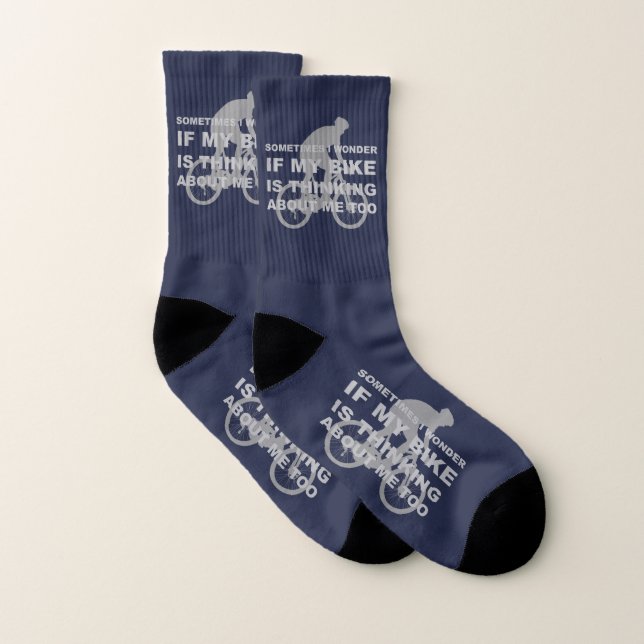 Wonder if My Bike Thinking About me Cycling Quote Socks (Pair)