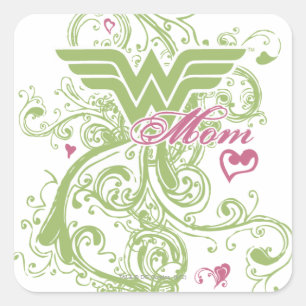 Wonder Mum Swirls Square Sticker