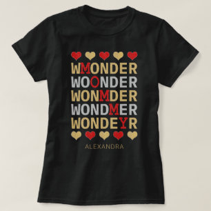 Wonder Mummy Red Gold Silver Glitter Custom Name T-Shirt