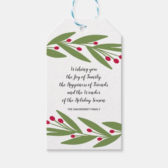 Wonder of the Holiday Season gift tag (Front)